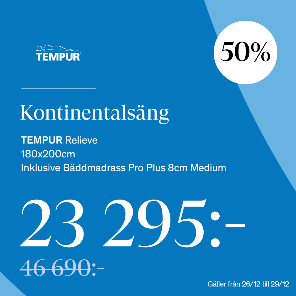 Tempur Relieve Kontinentalsäng 23295:-